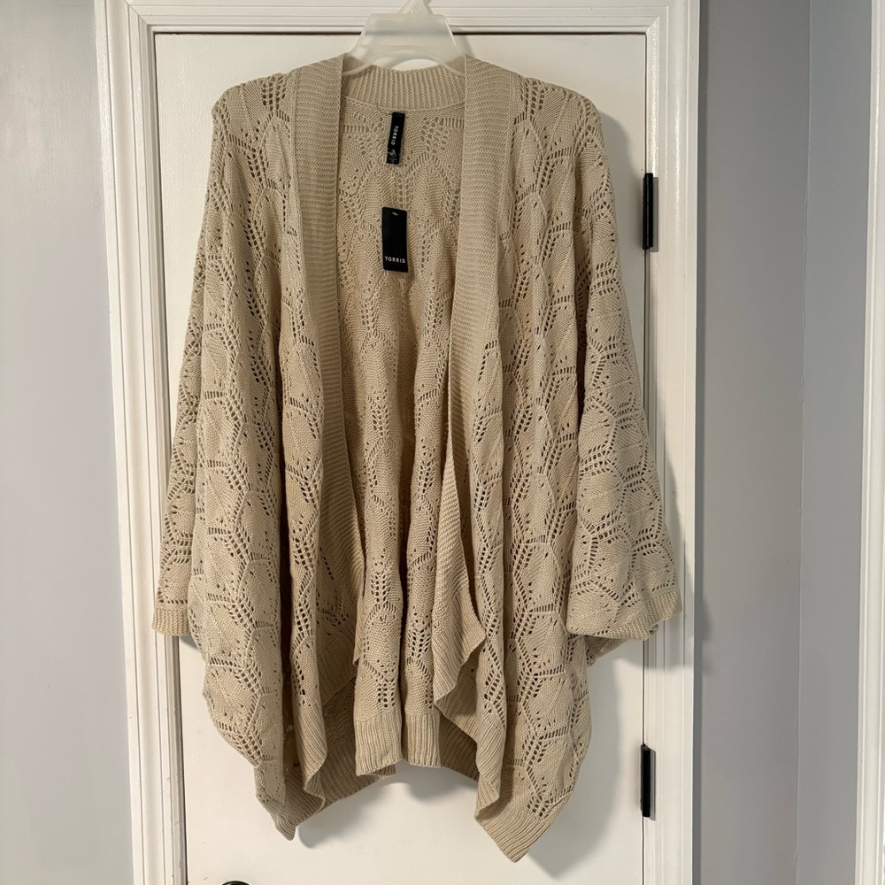 Torrid Tan Cardigan Sweater with Drape